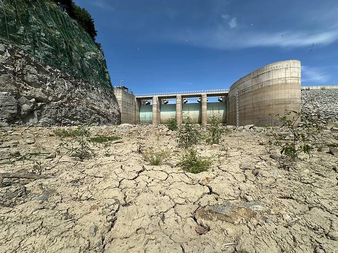 강릉지역에 극심한 가뭄이 지속되는 가운데 8일 오후 강원 강릉시 오봉저수지가 메말라있다. /박성원 기자