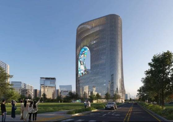 유현준 홍익대 건축학부 교수가 디자인한 JYP엔터테인먼트 신사옥 전경./유현준 교수 인스타그램 캡처