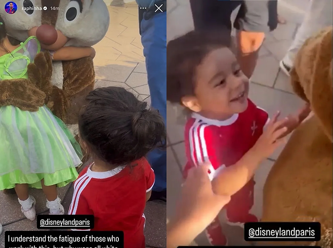 FC 바르셀로나 공격수 하피냐가 디즈니랜드 파리에서 자신의 두 살배기 아들이 인종차별을 당했다고 주장했다. [사진 = 인스타그램 @raphinha]