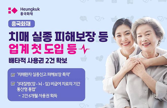 [서울=뉴시스] 흥국화재, 치매실종비용 등 배타적 사용권 2건 획득 이미지. (사진=흥국화재 제공) 2025.09.08. photo@newsis.com *재판매 및 DB 금지