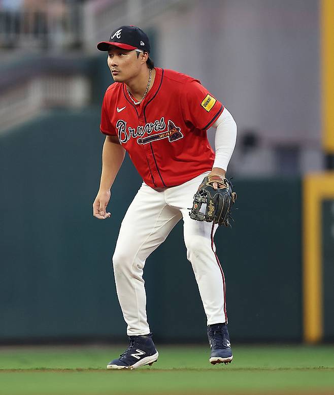 애틀랜타 김하성이 6일 시애틀전에서 수비를 하며 타자를 주시하고 있다. Getty Images코리아