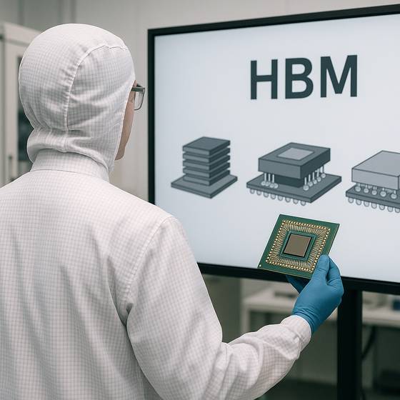 고대역폭메모리(HBM) 반도체 패키징 기술을 선보이는 연구원을 표현한 인공지능(AI) 생성 이미지. 일러스트 챗GPT