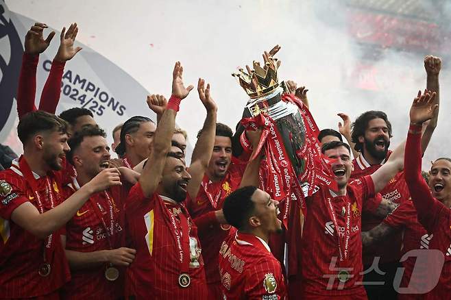 2024-25 EPL 우승을 차지한 리버풀. ⓒ AFP=뉴스1