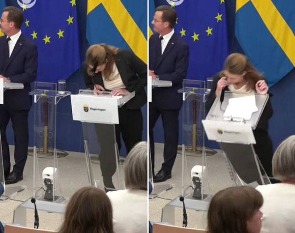 스웨덴의 신임 보건부 장관이 취임 첫날 열린 기자회견 도중 갑작스레 쓰러지는 일이 벌어졌다./ 사진=CBS 뉴스 영상 캡처