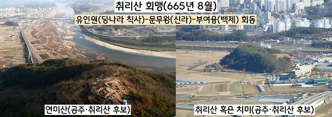 당나라 칙사 유인원 주도 아래 ‘취리산 회맹식’을 거행한다.(665년 8월)  유인원(당나라)-계림도독(문무왕)-웅진도독(부여융)의 회맹이다. 회맹의 골자는 “백제 옛 땅을 부여융이 다스리도록 하는 것”이었다.|공주대박물관 제공