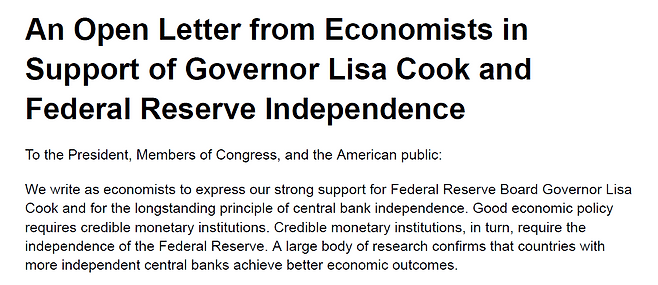 노벨경제학상 수상자인 조지프 스티글리츠 컬럼비아대 교수 등 경제학자 590여명이 지난 2일(현지시간) 도널드 트럼프 대통령에게 보낸 공개 서한.