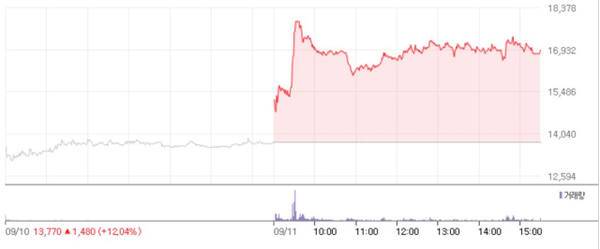 ▲9월 11일 기준 코칩 주가 추이. 네이버