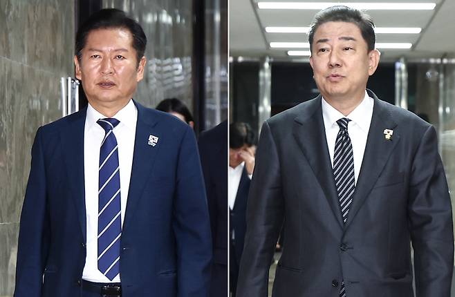 따로 의총 참석하는 정청래·김병기 [사진 뉴스1]