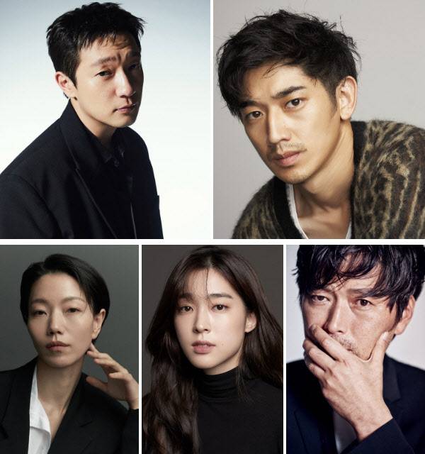 왼쪽 상단부터 시계방향으로 손석구, 나가야마 에이타, 정재영, 최성은, 김신록(사진=각 소속사)