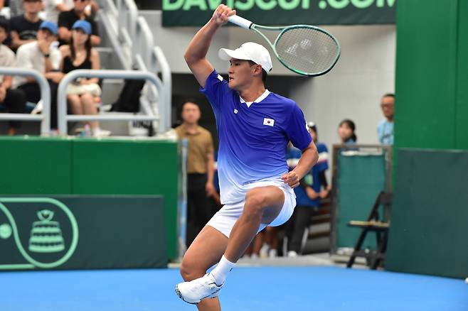 경기하는 권순우.(대한테니스협회 제공)