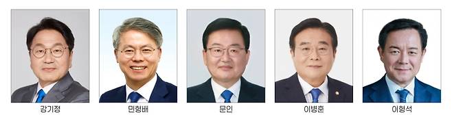 ▲ 강기정 현 광주광역시장, 민형배 국회의원, 문인 광주광역시 북구청장, 이병훈 전 국회의원, 이형석 전 국회의원 [나무위키]