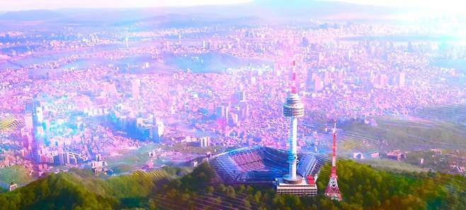 영화 '케이팝 데몬 헌터스'에 나오는 남산과 남산타워 모습. /넷플릭스 캡처