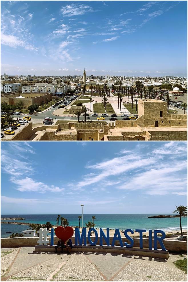 (위)모나스티르 중심부에 위치한 커라이야 비치 (아래)리바트 탑에 올라 바라다본 도시 전망