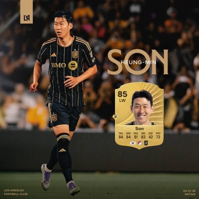 전체 2위는 토트넘 홋스퍼를 떠나 LA FC로 이적한 손흥민이었다. 그는 능력치 85로 메시보다 ‘1’ 낮은 2위에 올랐다. 사진=LA FC SNS