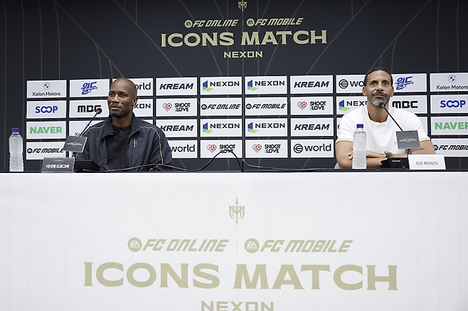 디디에 드로그바(좌), 리오 퍼디난드(우)가 13일, 2025 아이콘 매치 기자회견에 참석했다. FA포토