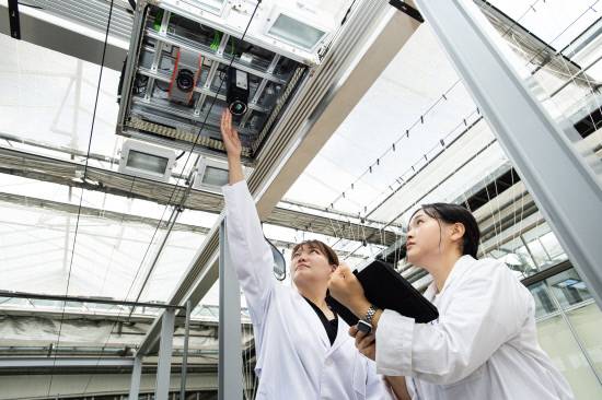 경상남도농업기술원은 2025년부터 '과채류 수정 자동화를 위한 필드로봇 요소기술 개발'에 착수했다. 온실에서 로봇을 점검하고 있다.사진=경남도농업기술원