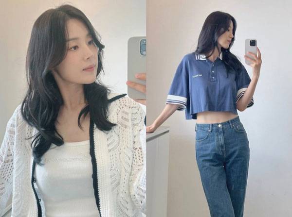 출산 후 15kg 감량에 성공해 유지 중인 배우 한지혜(40)가 근황 사진을 공개해 화제다./사진=한지혜 인스타그램 캡처