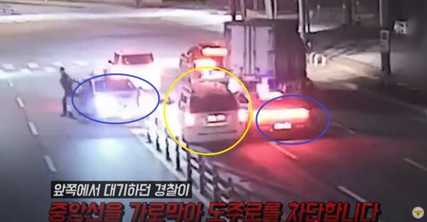 경찰이 대상 차량 앞뒤를 포위해 도주로를 차단했다. 경기북부경찰청 제공