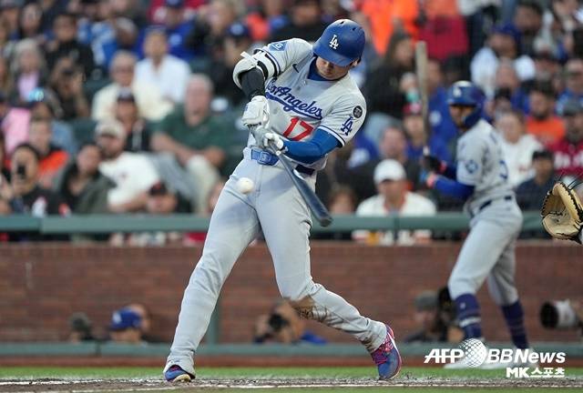 최근 연일 불방망이를 휘두르고 있는 오타니. 사진(미국 샌프란시스코)=AFPBBNews=News1