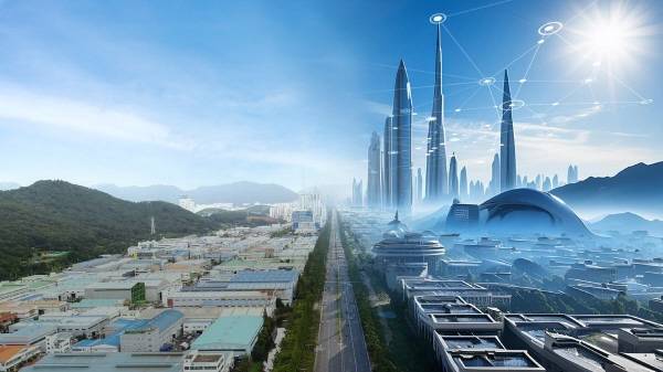 AI가 그린 창원국가산단 현재·미래 모습.