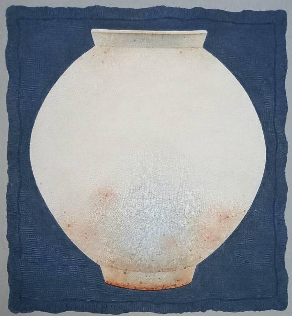 달항아리,마음새-몸새-이음새 _ 86.0×75.0cm, Mixed media, 2025 (갤러리 나우 제공)