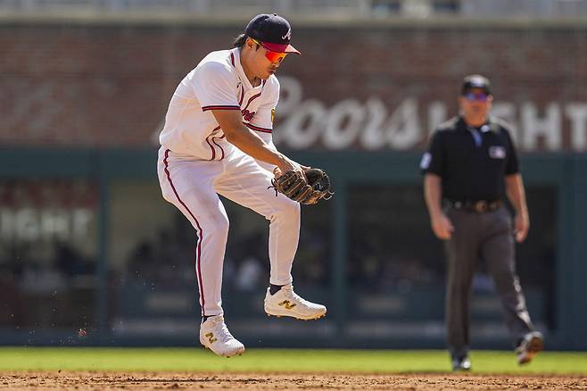 김하성이 6회초 야이너 디아즈의 땅볼을 수비하고 있다. Imagn Images연합뉴스