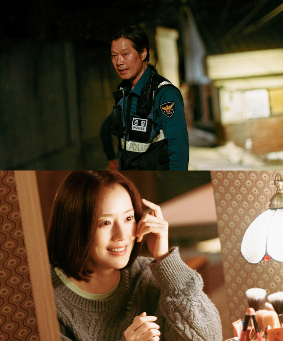 유재명(위쪽)은 실수를 만회하기 위해 독단적으로 베일에 싸인 납치범을 쫓는 경찰 동식 역을, 문채원은 외모 집착에 사로잡힌 채원 역을 맡아 관객들과 만난다. /㈜바이포엠스튜디오