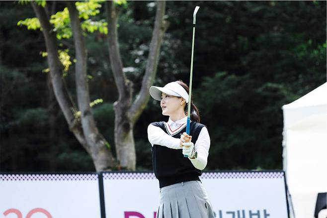 유소연이 지난 13일 경기 광주시의 더 시에나 서울 컨트리클럽에서 열린 제3회 더 시에나 컵 자선골프대회에서 샷을 하고 있다.(사진=더 시에나 그룹 제공)