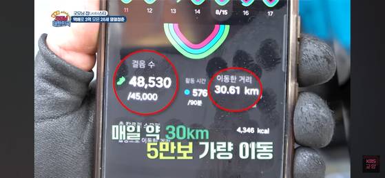 KBS ‘굿모닝 대한민국’에 '택배잡스타'로 출연한 정상빈씨는 택배 배송을 하며 하루에 5만보 가까이 걷는다. KBS 유튜브 캡처