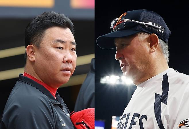 ▲ KIA타이거즈 이범호 감독(왼쪽)과 한화이글스 김경문 감독 [KIA타이거즈, 연합뉴스]&nbsp;