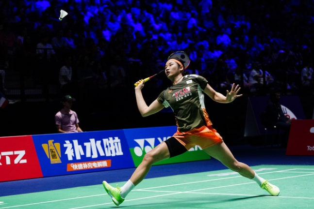안세영이 지난달 28일 세계선수권 여자단식 32강전에서 이본 리의 샷을 리턴하고 있다. 신화연합뉴스