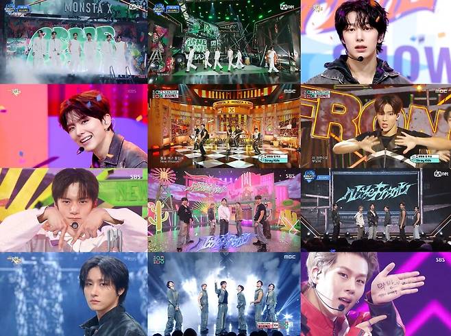 ▲ 몬스타엑스. 출처| Mnet '엠카운트다운', KBS 2TV '뮤직뱅크', MBC '쇼! 음악중심', SBS '인기가요' 방송 화면 캡처