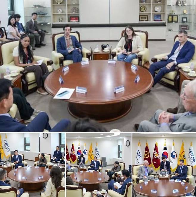 석종건 방위사업청장이 자신의 SNS에 올린 사진. 미국 언론인들과 만나 대화하는 모습이다.(석종건 방위사업청장 페이스북)
