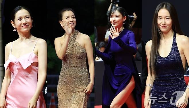 제30회 부산국제영화제 개막식 레드카펫에 참석한 손예진, 한효주, 김유정, 정수정 ⓒ 뉴스1 권현진 기자