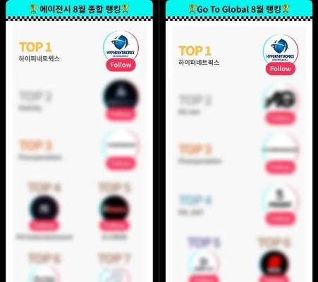 틱톡코리아 에이전시 종합 랭킹