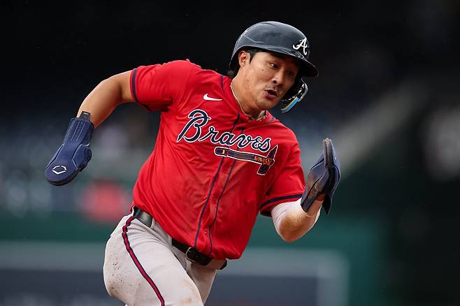 애틀랜타 김하성이 17일 워싱턴전에서 8회초 홈으로 질주하고 있다. AFP연합뉴스