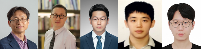 연구진, 김봉수 UNIST 교수, 조정호, 강주훈 연세대 교수, 조완호 UNIST 연구원(제1저자), 허유찬 UNIST 연구원. UNIST 제공