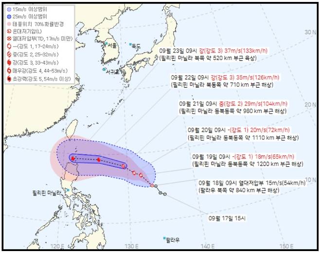 2025년 ‘트리플 가을태풍’ 초읽기 예상경로?=2025년 가을태풍인 17호 미탁, 18호 라가사, 19호 너구리 등 3개 태풍이 연달아 발생할 가능성이 높아졌다. 태풍 전 단계 '열대저압부' 3개 세력이 현재 동아시아에 접하는 북서태평양 바다에서 활동 중이다. 17호 태풍 ‘미탁’과 18호 태풍 ‘라가사’ 19호 태풍 ‘너구리’가 곧 발생할 예정인 가운데 한반도에 어떤 영향을 미칠지 관심이 모아지고 있다. ⓒ기상청: 38호 열대저압부