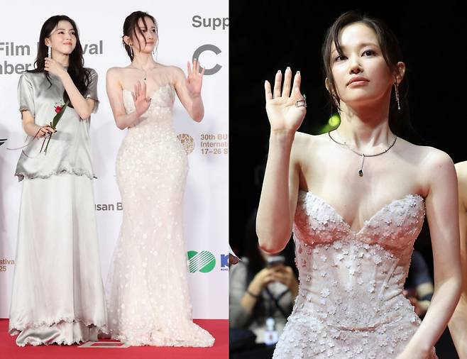 지난 17일 부산 해운대구 영화의전당에서 열린 '제30회 부산국제영화제' 개막식 레드카펫 행사에 동반 참석한 배우 한소희(왼쪽)와 전종서(오른쪽). /사진=뉴시스, 뉴스1