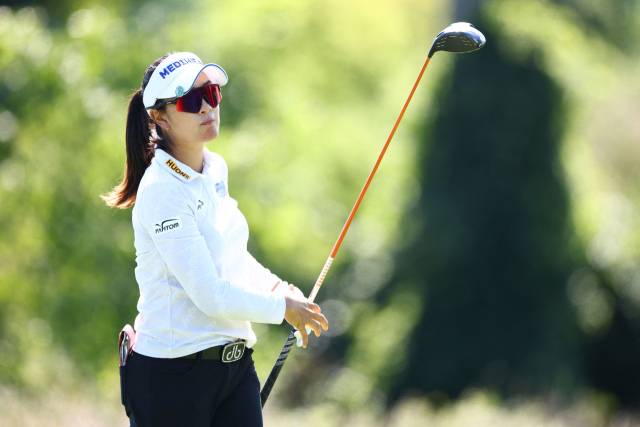 티샷을 한 뒤 공을 바라보고 있는 김아림. 사진 제공=AFP연합뉴스