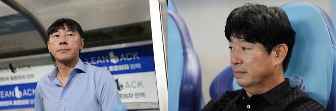 올해 K리그1에서는 신태용 울산 감독과 김병수 대구 감독(왼쪽부터) 외엔 소방수가 없다. 구단들은 소방수 효과가 적고 마땅한 소방수감도 없다는 이유로 감독 교체를 꺼리고 있다. 사진제공│한국프로축구연맹