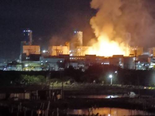 9일 대만 남부 싱다발전소 화재  [대만 중앙통신사 캡처. 재판매 및 DB 금지]