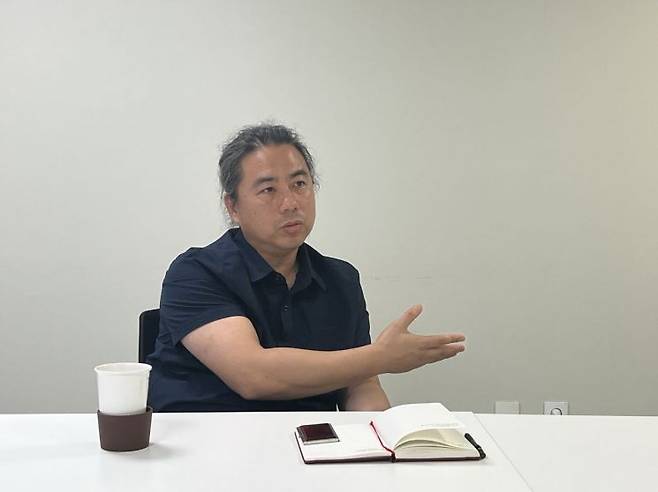 김명락 초록소프트 대표가 아시아경제와 인터뷰하고 있다. 초록소프트