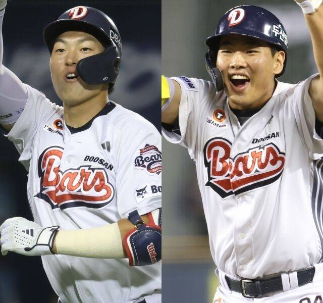 두산 베어스 박지훈과 홍성호./두산 베어스