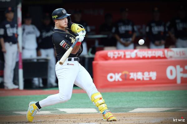 KT 안현민의 20일 타격 장면. (사진=KT위즈)