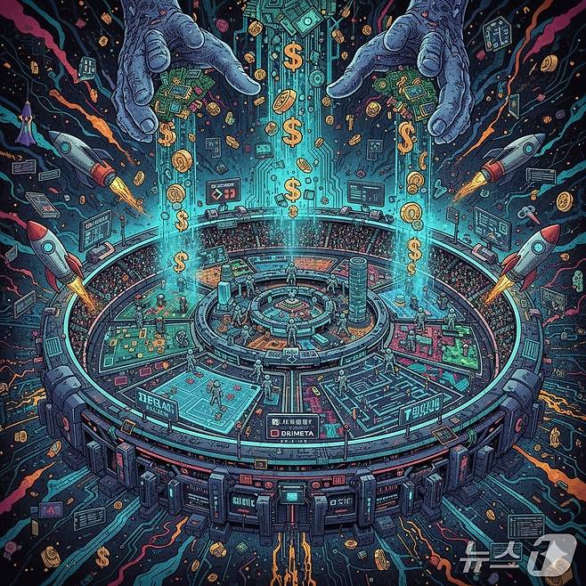 글로벌 빅테크 강화학습 체육관 투자 경쟁 관련 제미나이 2.5프로 플래시 이미지 생성 요청 이미지