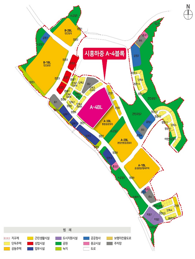 ▲ 시흥하중지구 토지이용계획도./사진제공=LH 경기남부지역본부