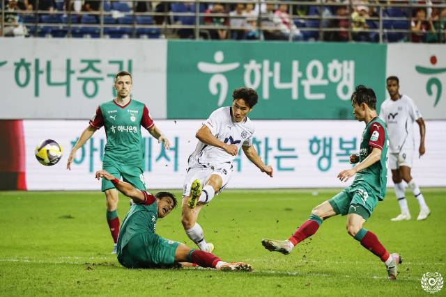 20일 대전하나시티즌과의 경기에서 후반 득점하고 있는 대구FC 김현준. 대구FC 제공