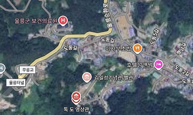 구글 검색 지도에는 울릉군 독도박물관이 있는 자리에 김일성기념관(별관)으로 표시돼 있다./구글 검색 지도 캡쳐