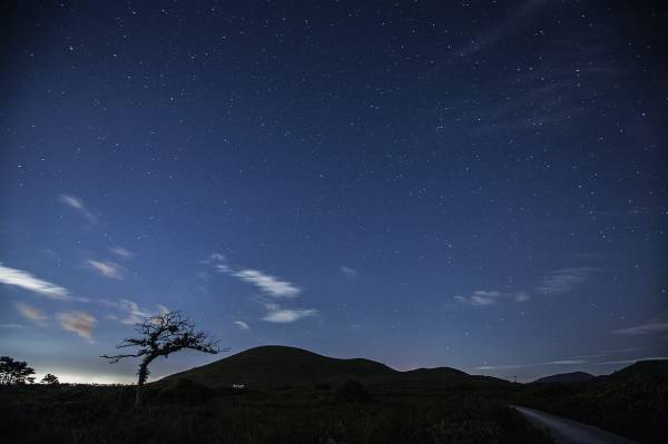 용눈이오름. 낮에는 은빛 억새, 밤에는 반짝이는 별들이 새로운 풍경을 보여준다.